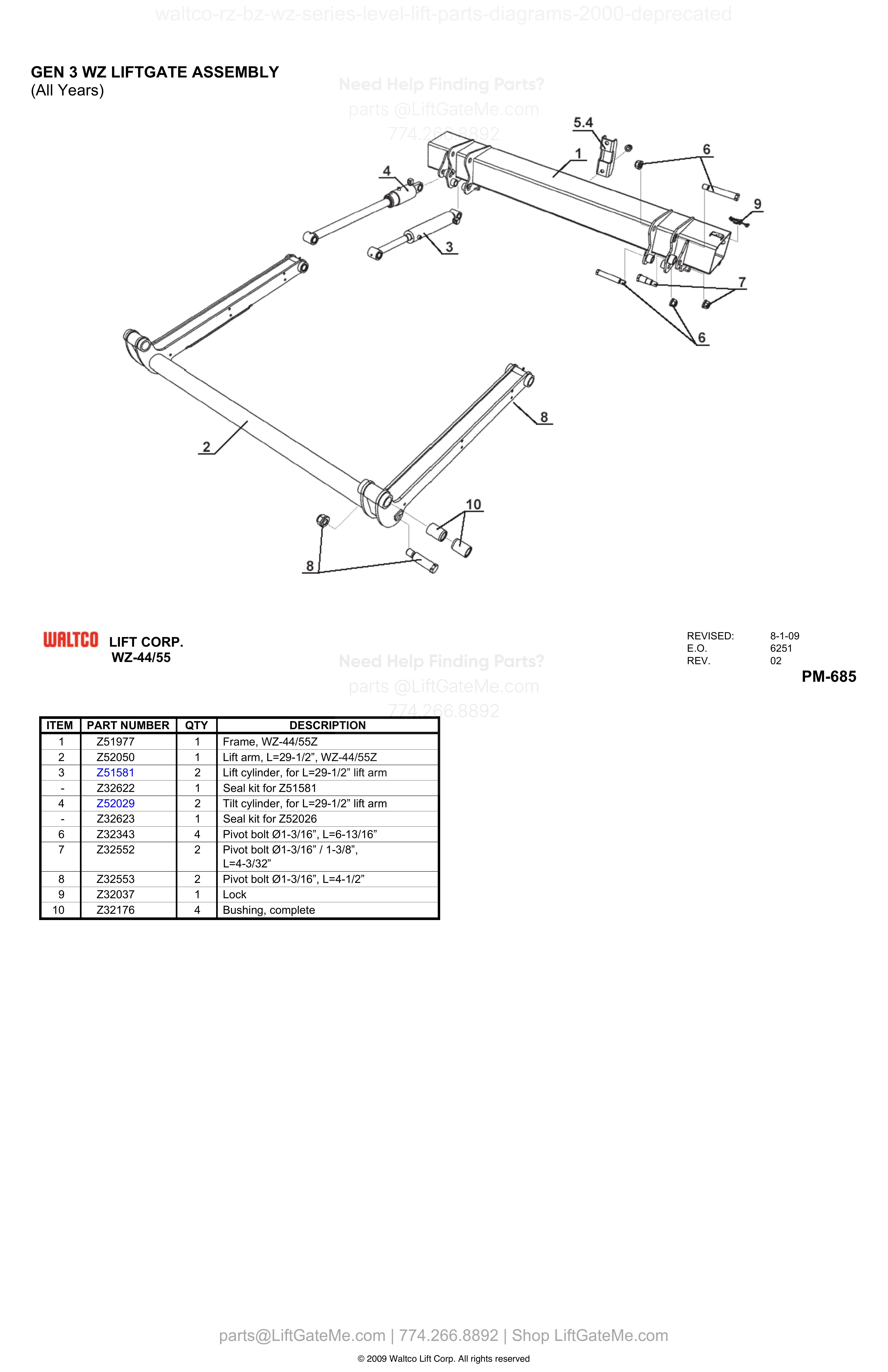 GEN 3 WZ LIFTGATE ASSEMBLY diagram