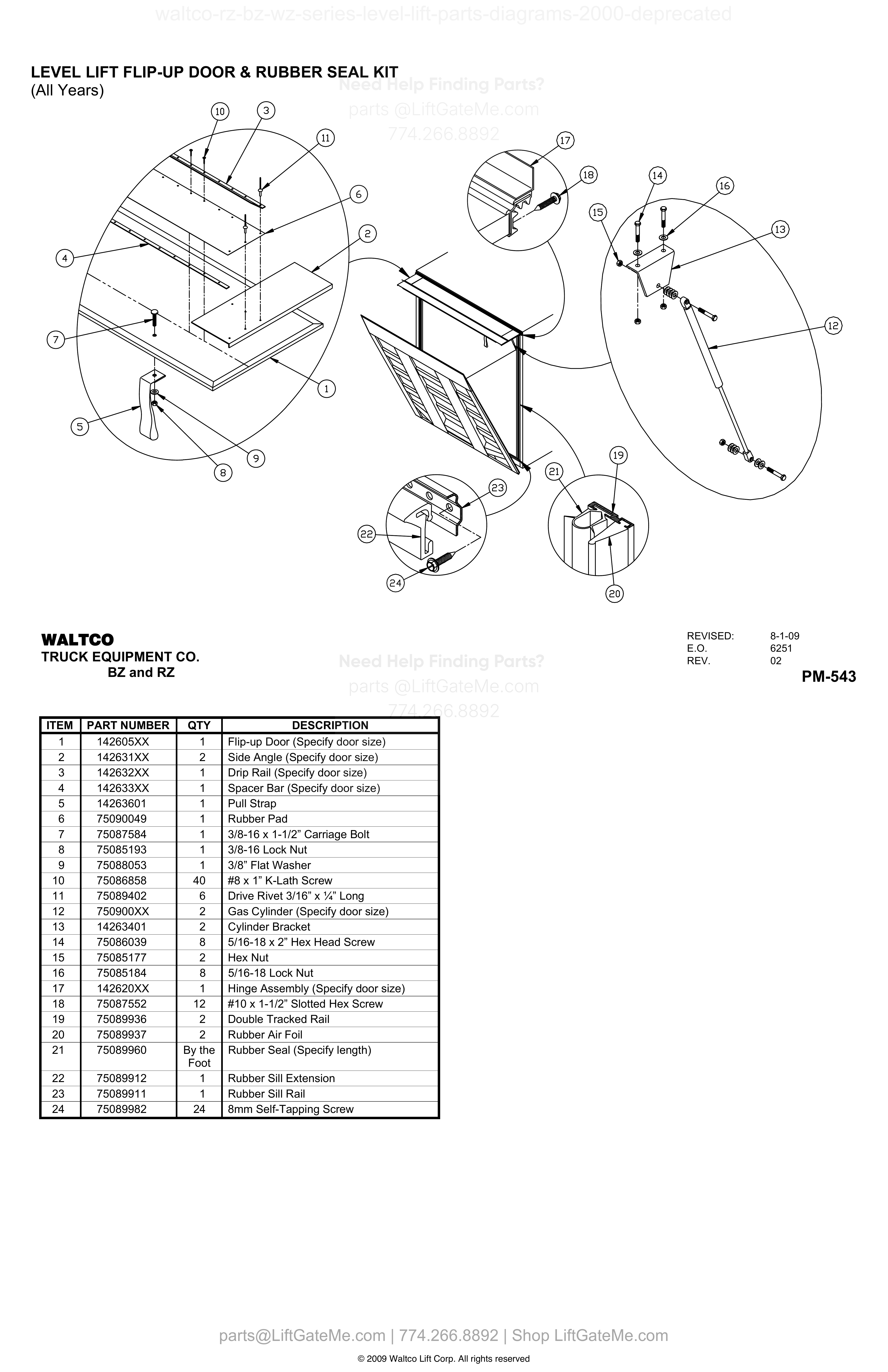 LEVEL LIFT FLIP-UP DOOR & RUBBER SEAL KIT diagram