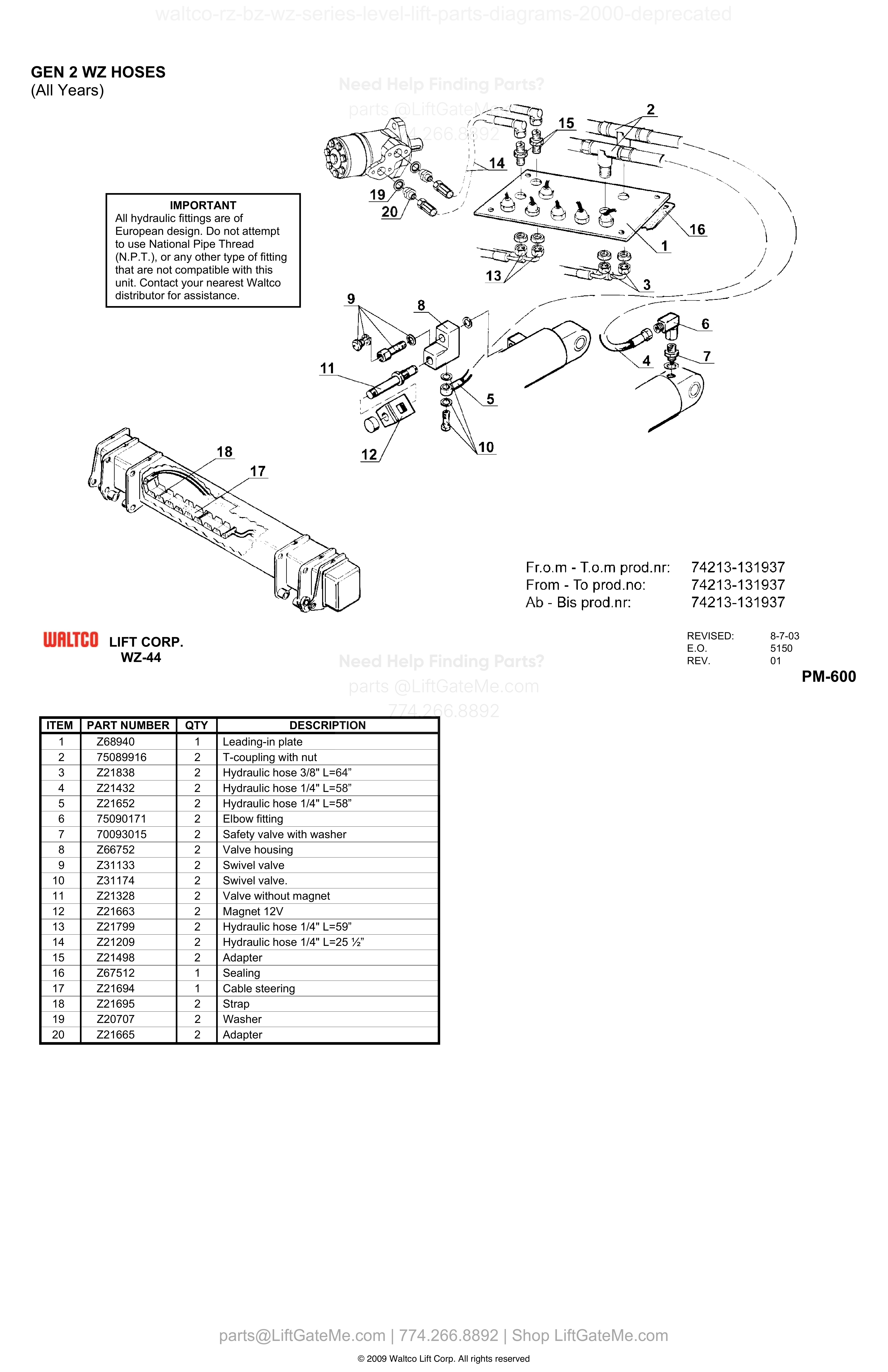 GEN 2 WZ HOSES diagram