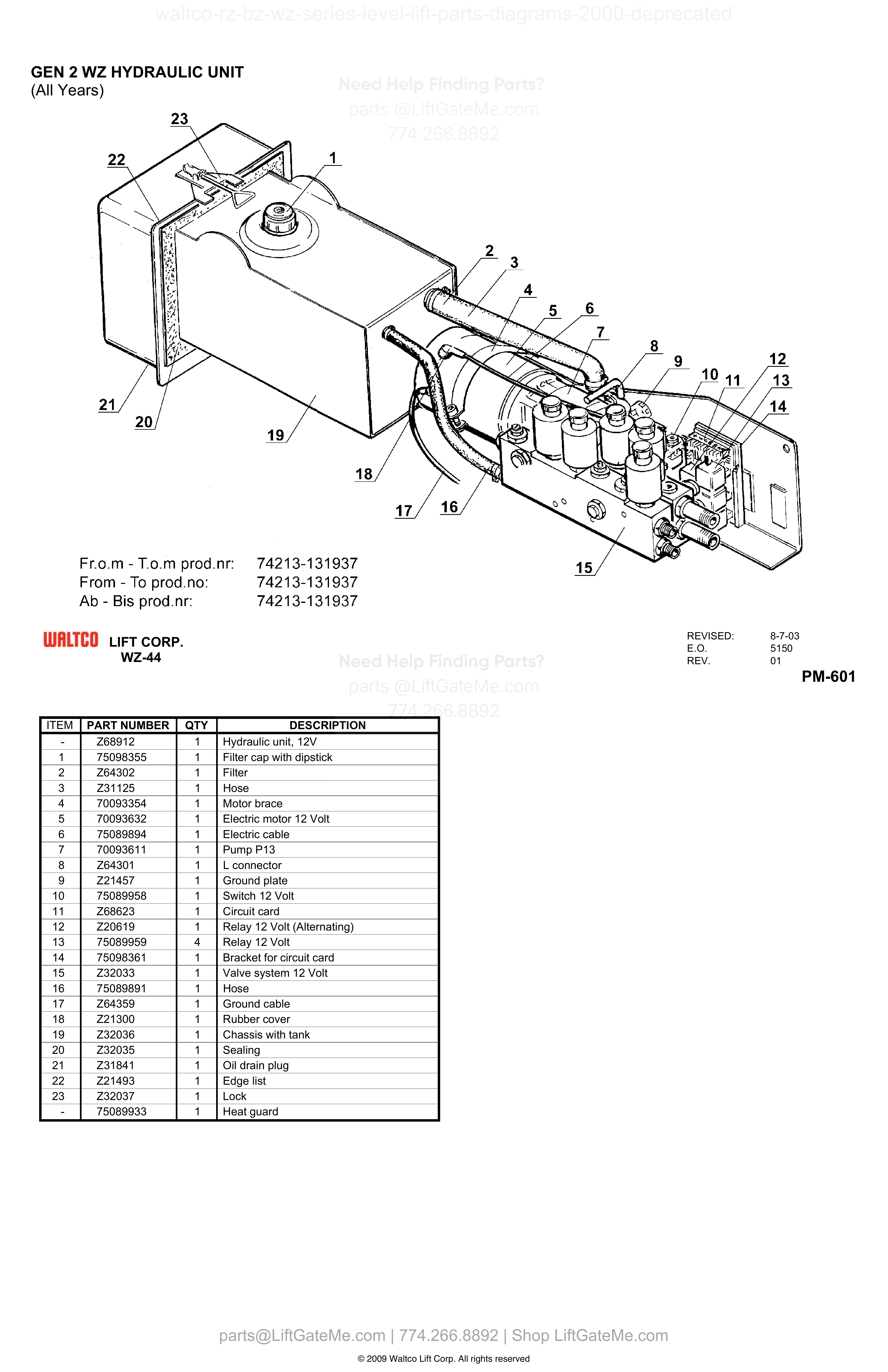 GEN 2 WZ HYDRAULIC UNIT diagram