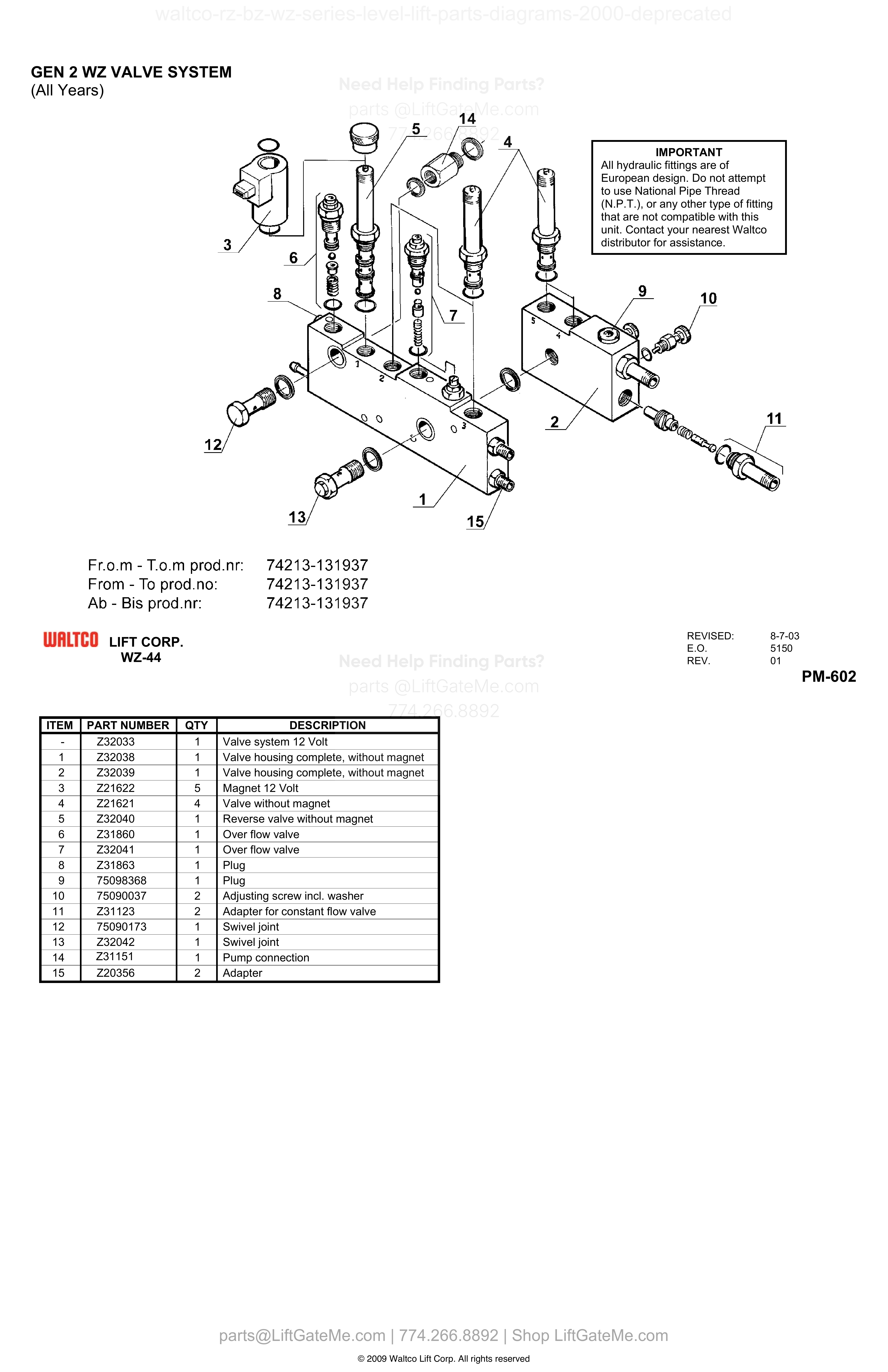 GEN 2 WZ VALVE SYSTEM diagram