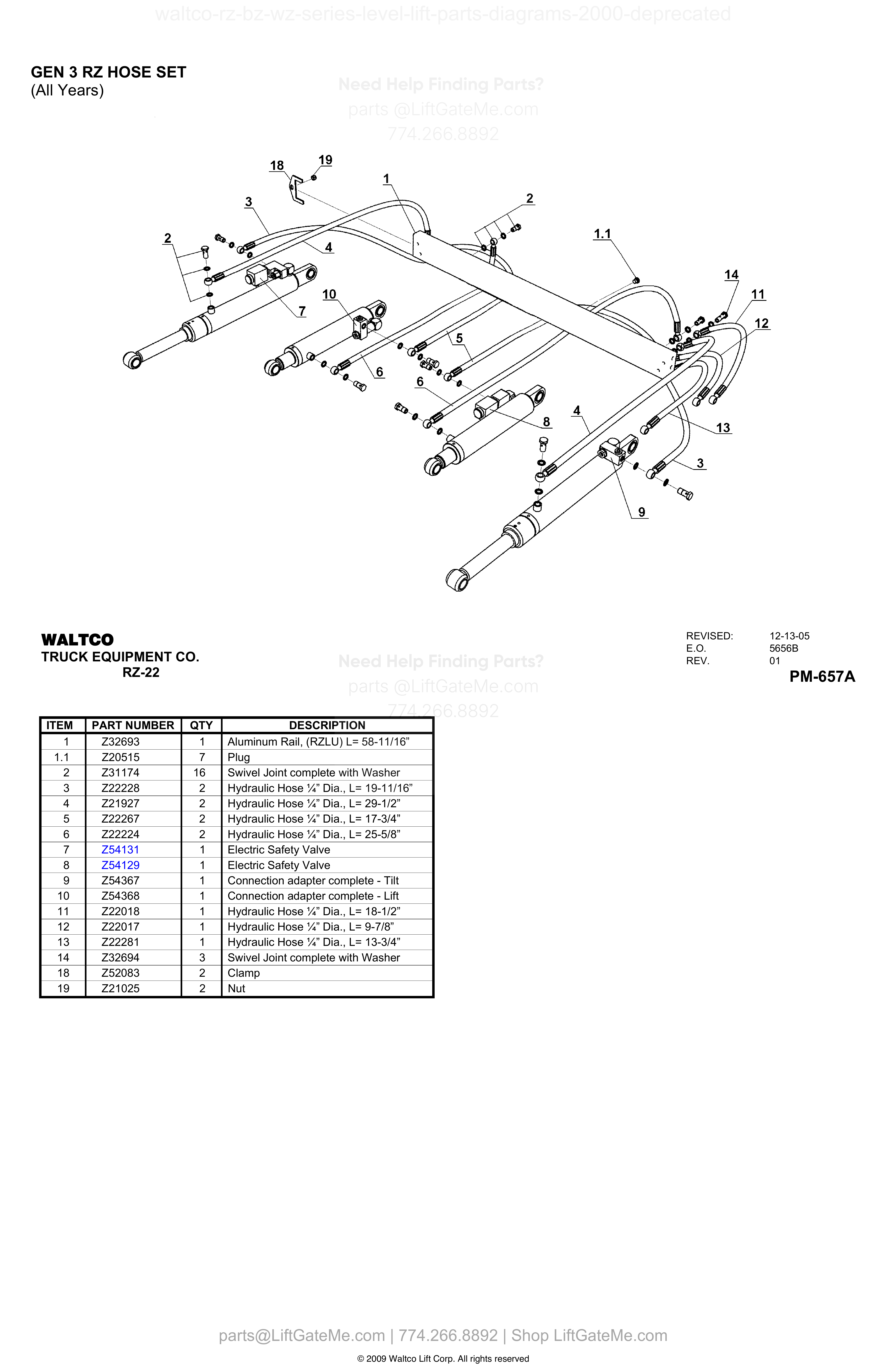 GEN 3 RZ HOSE SET diagram