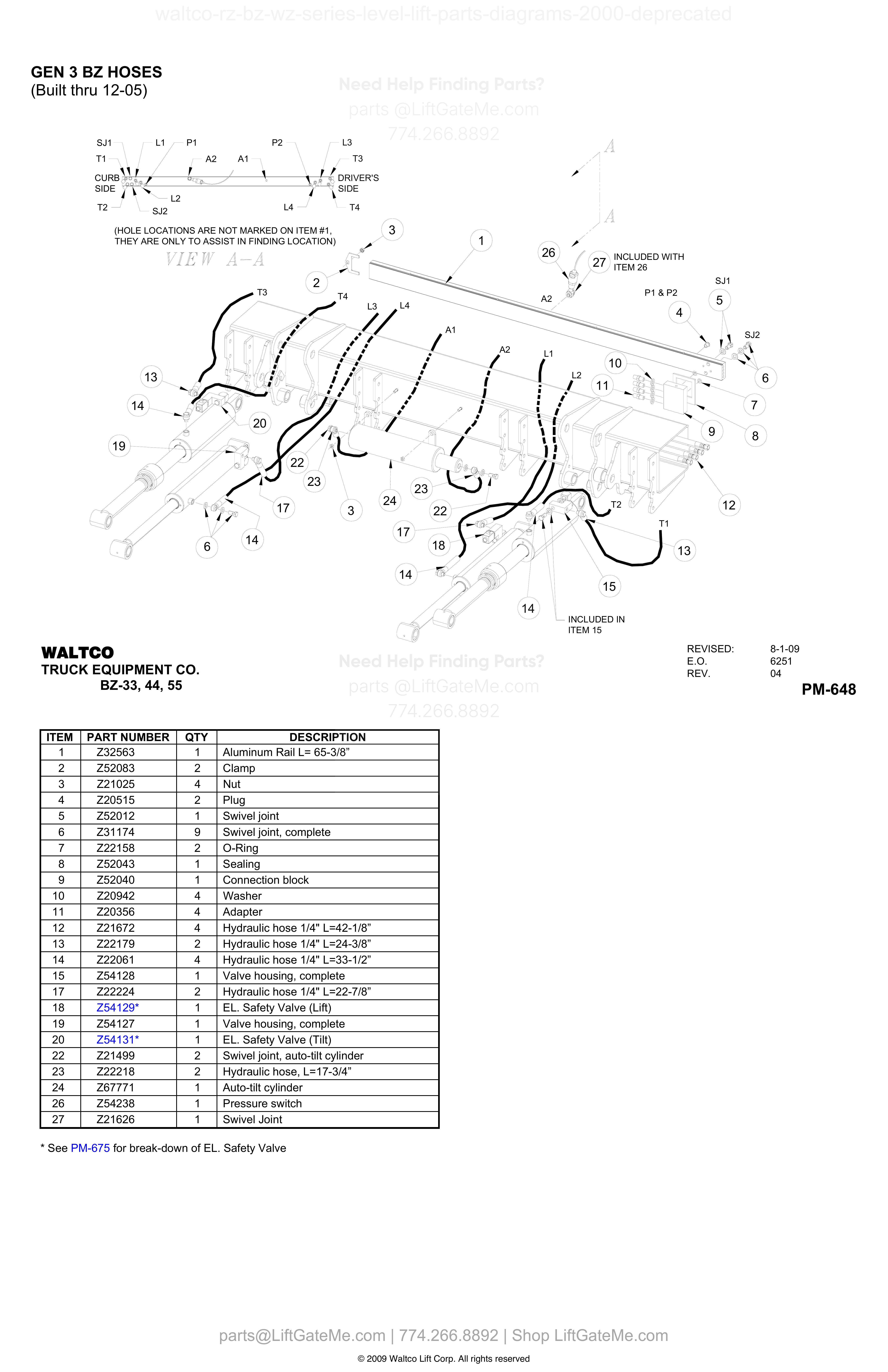 GEN 3 BZ HOSES (Built thru 12-05) diagram