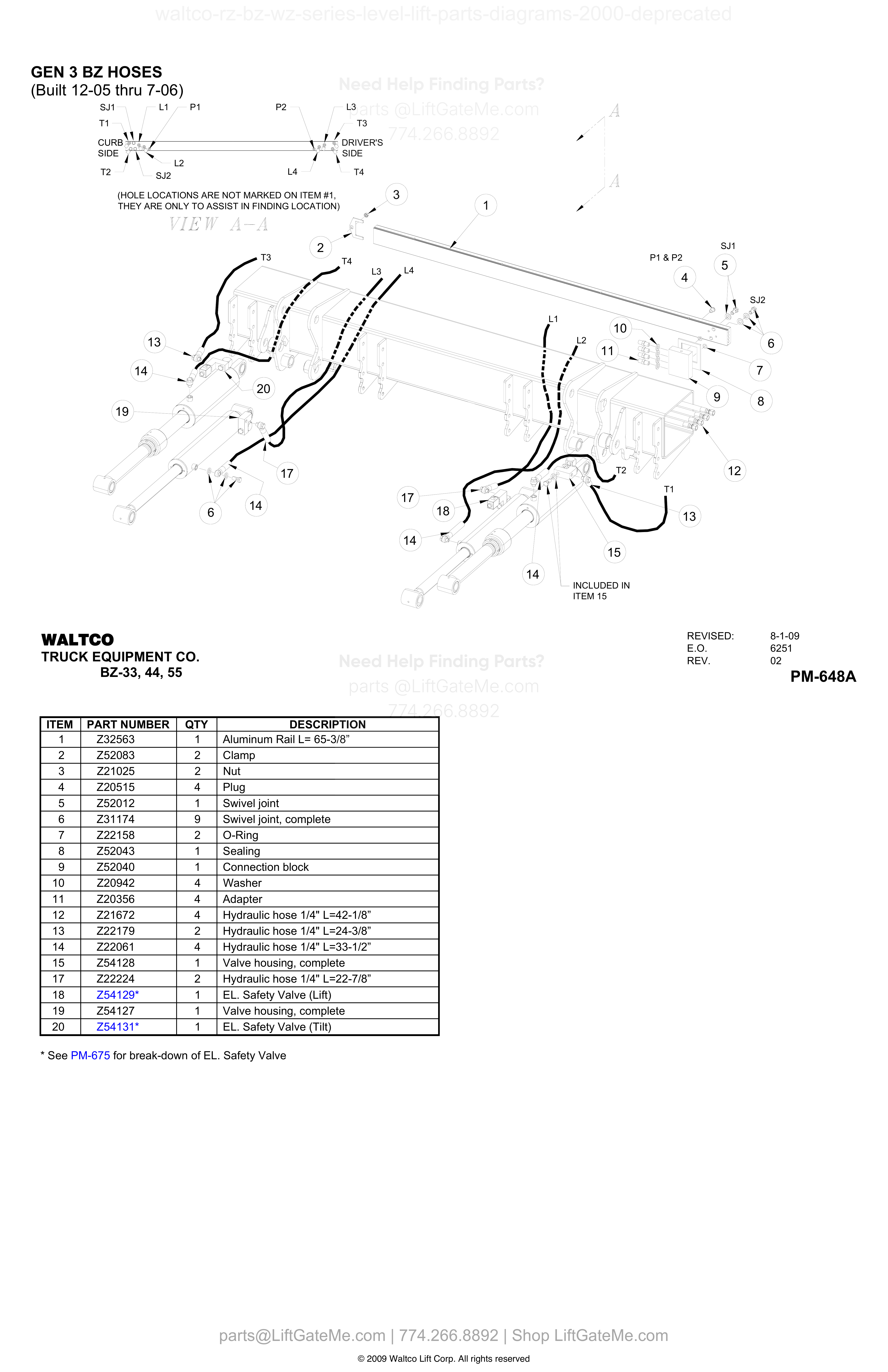 GEN 3 BZ HOSES (Built 12-05 thru 7-06) diagram