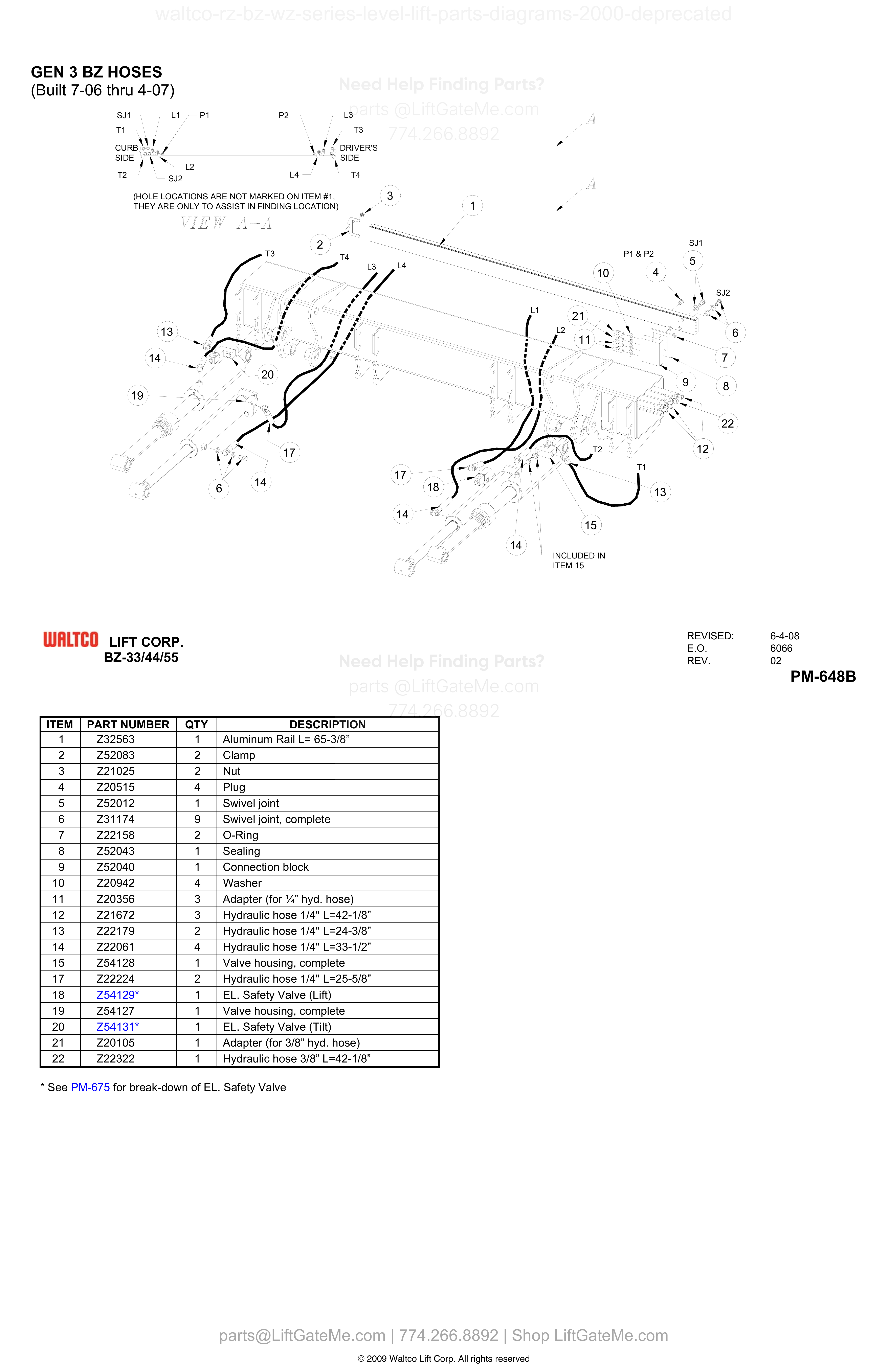 GEN 3 BZ HOSES (Built 7-06 thru 4-07) diagram