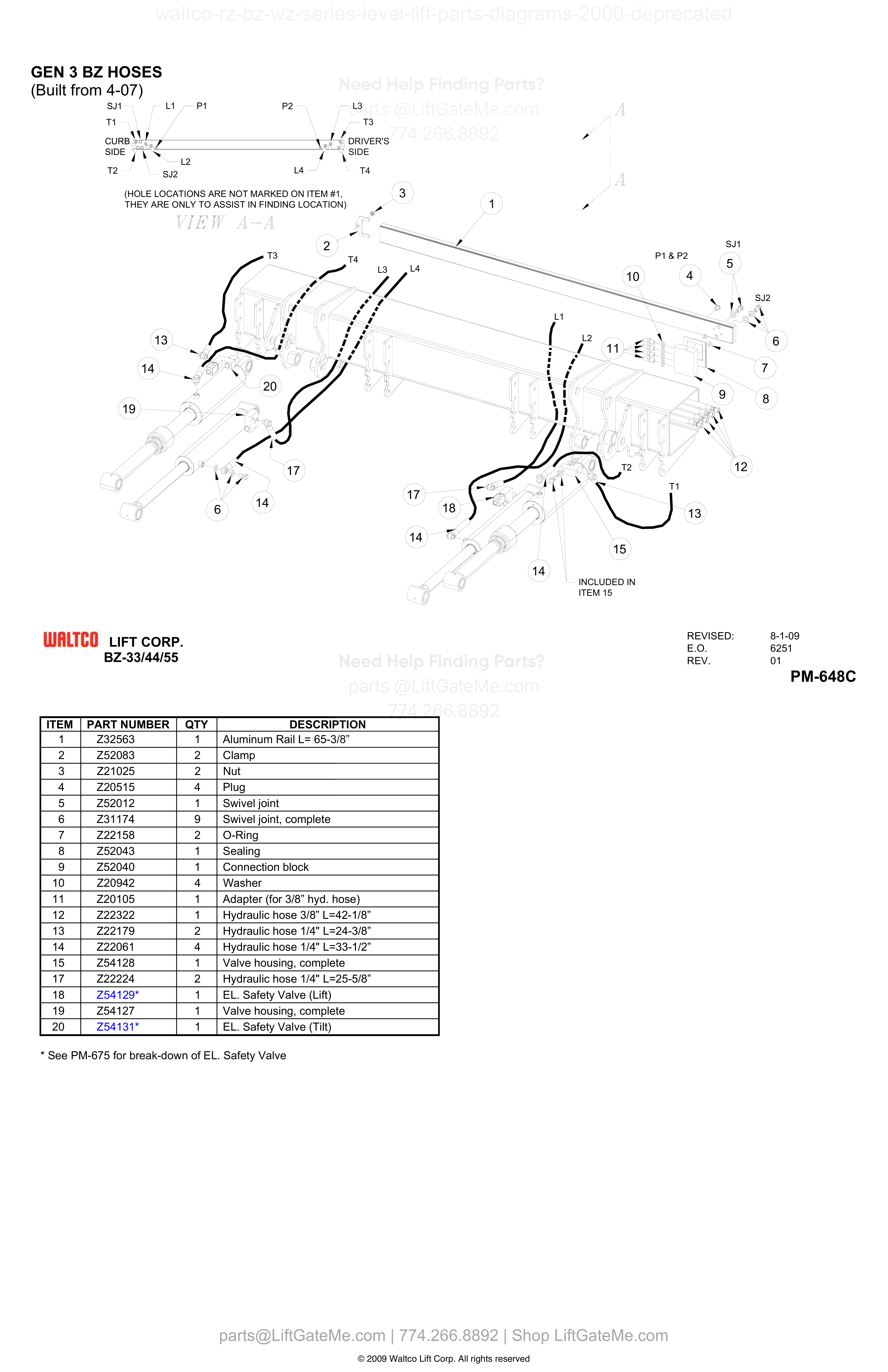 GEN 3 BZ HOSES diagram