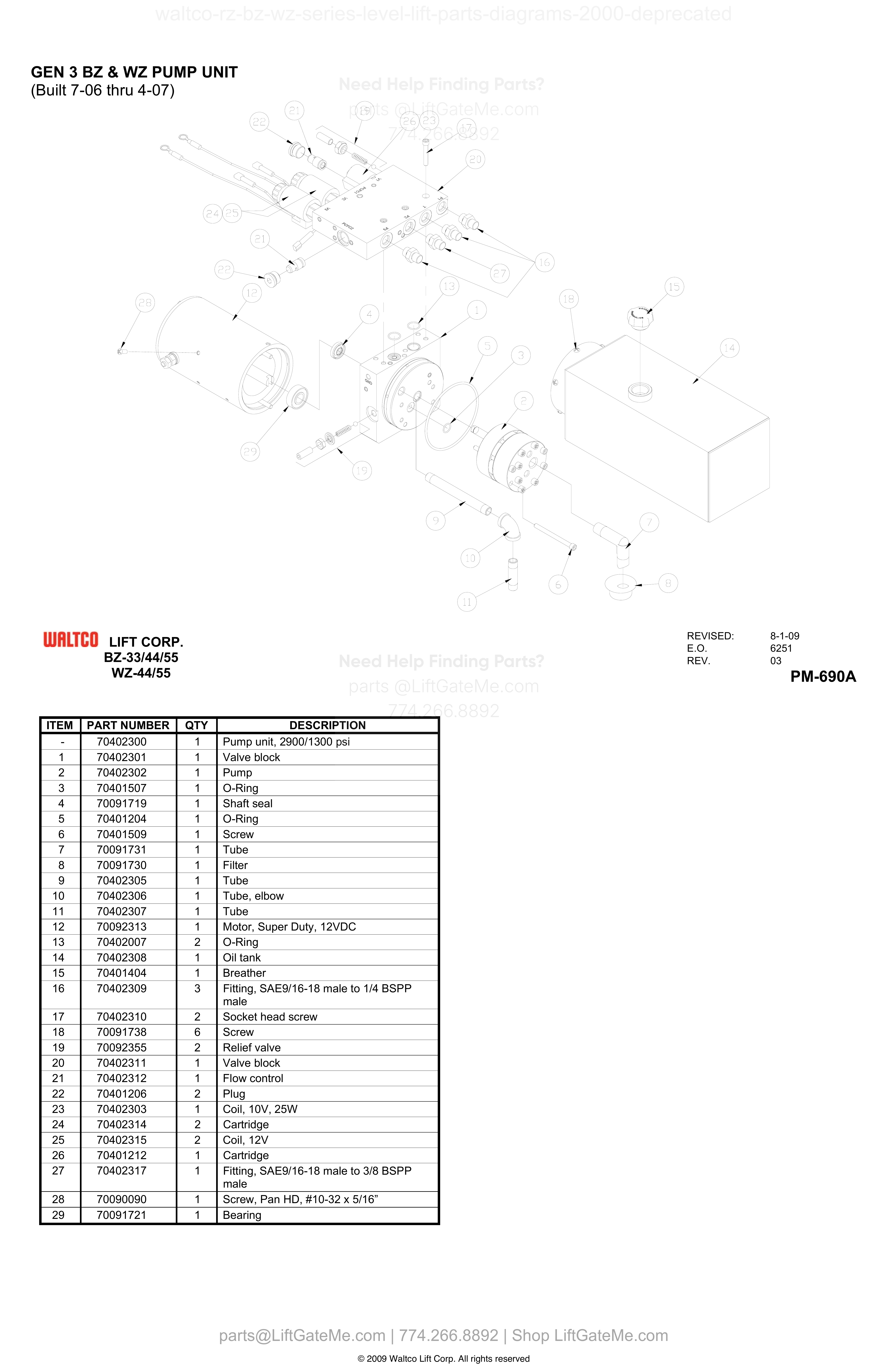GEN 3 BZ & WZ PUMP UNIT diagram