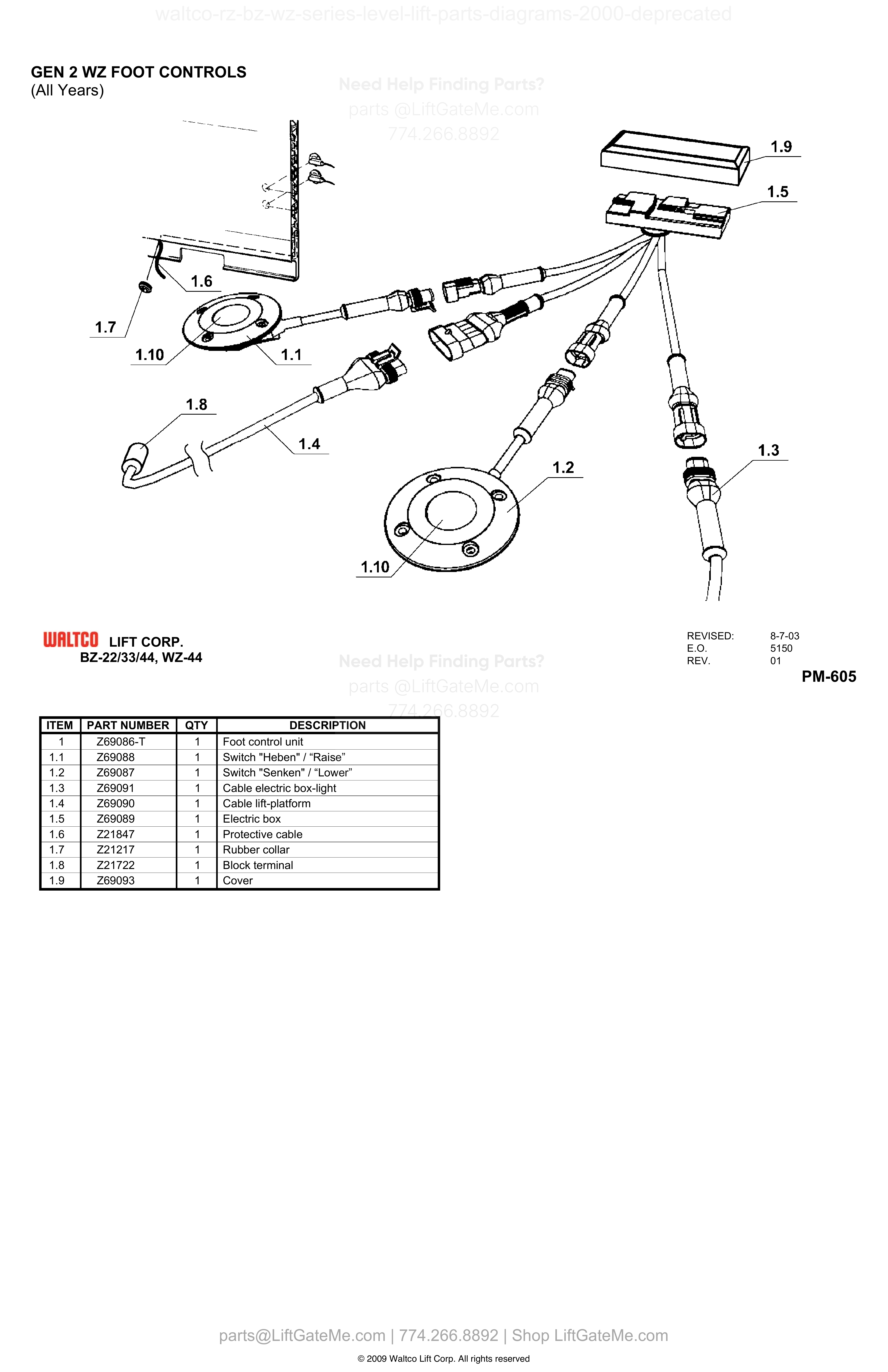 GEN 2 WZ FOOT CONTROLS diagram