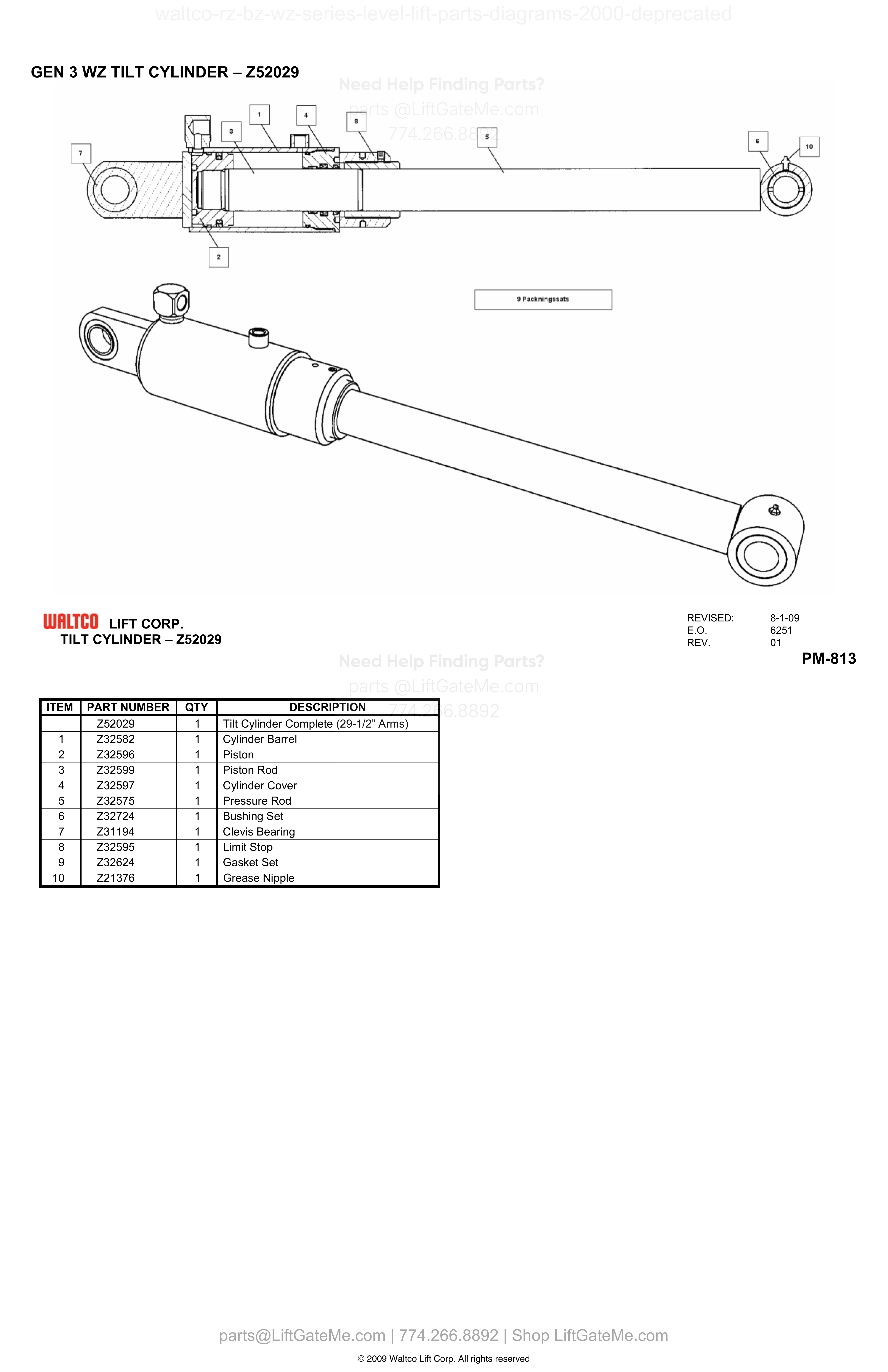GEN 3 WZ TILT CYLINDER – Z52029 diagram
