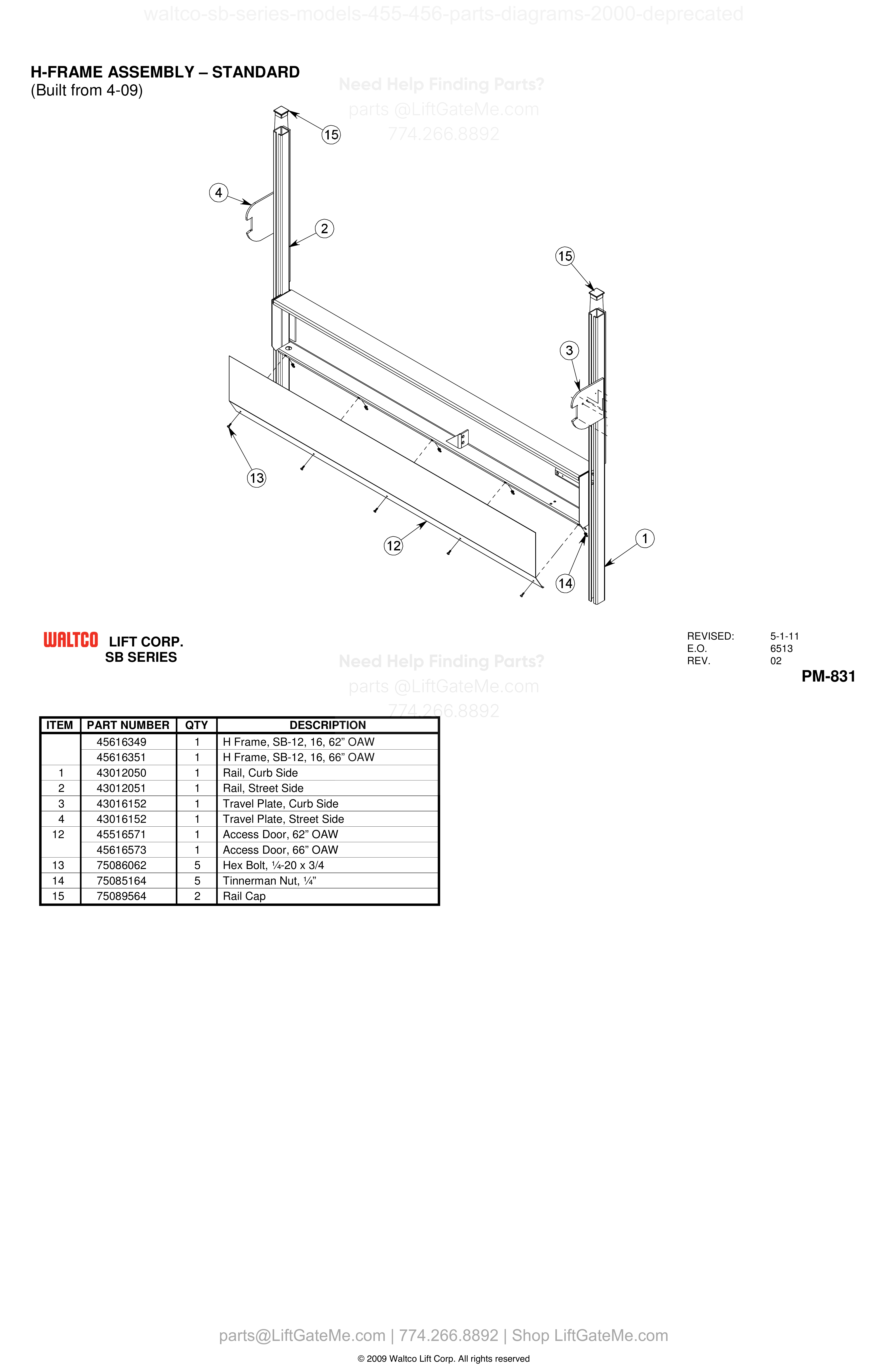 H-FRAME ASSEMBLY – STANDARD diagram