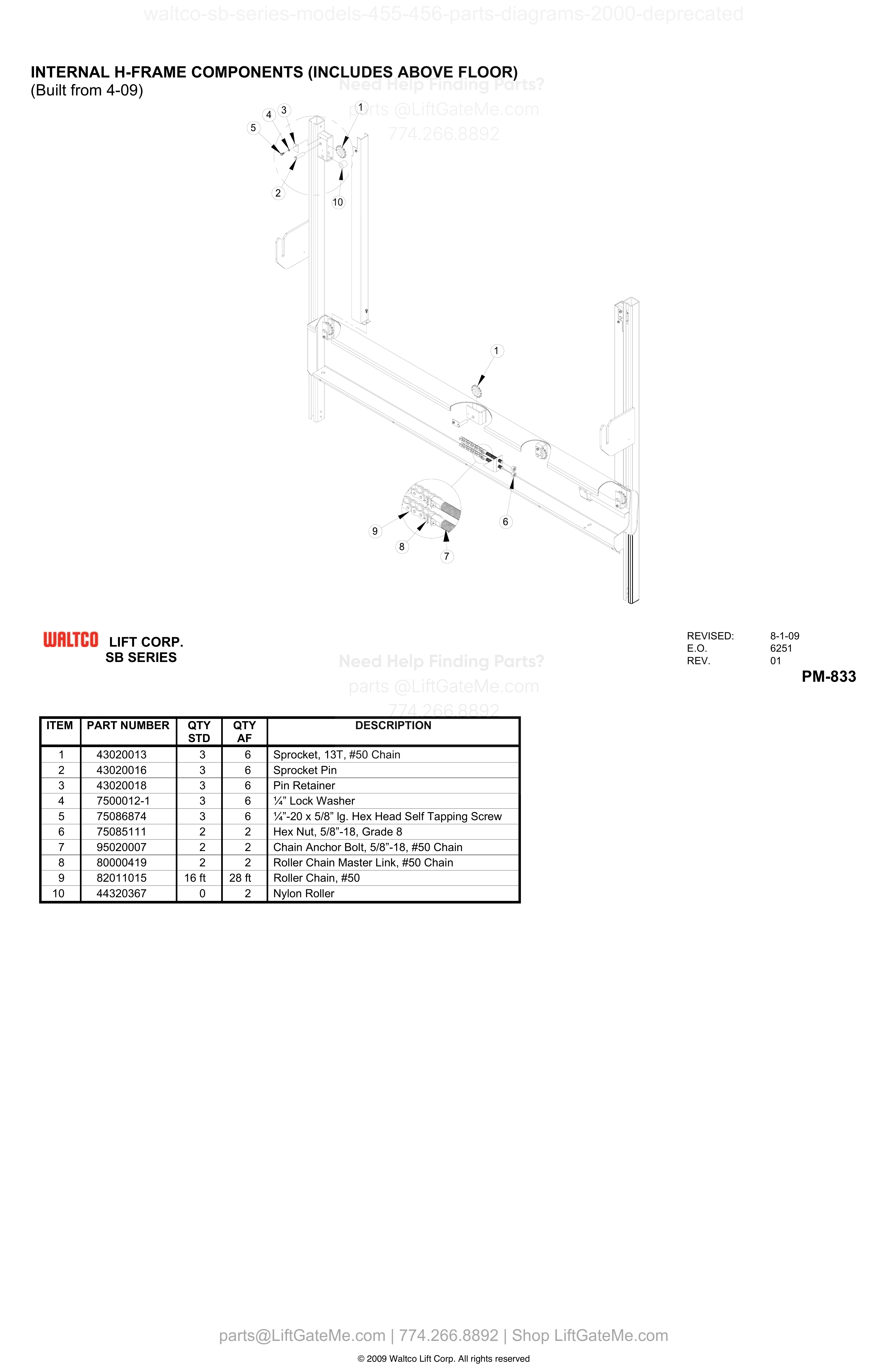 INTERNAL H-FRAME COMPONENTS (INCLUDES ABOVE FLOOR) diagram