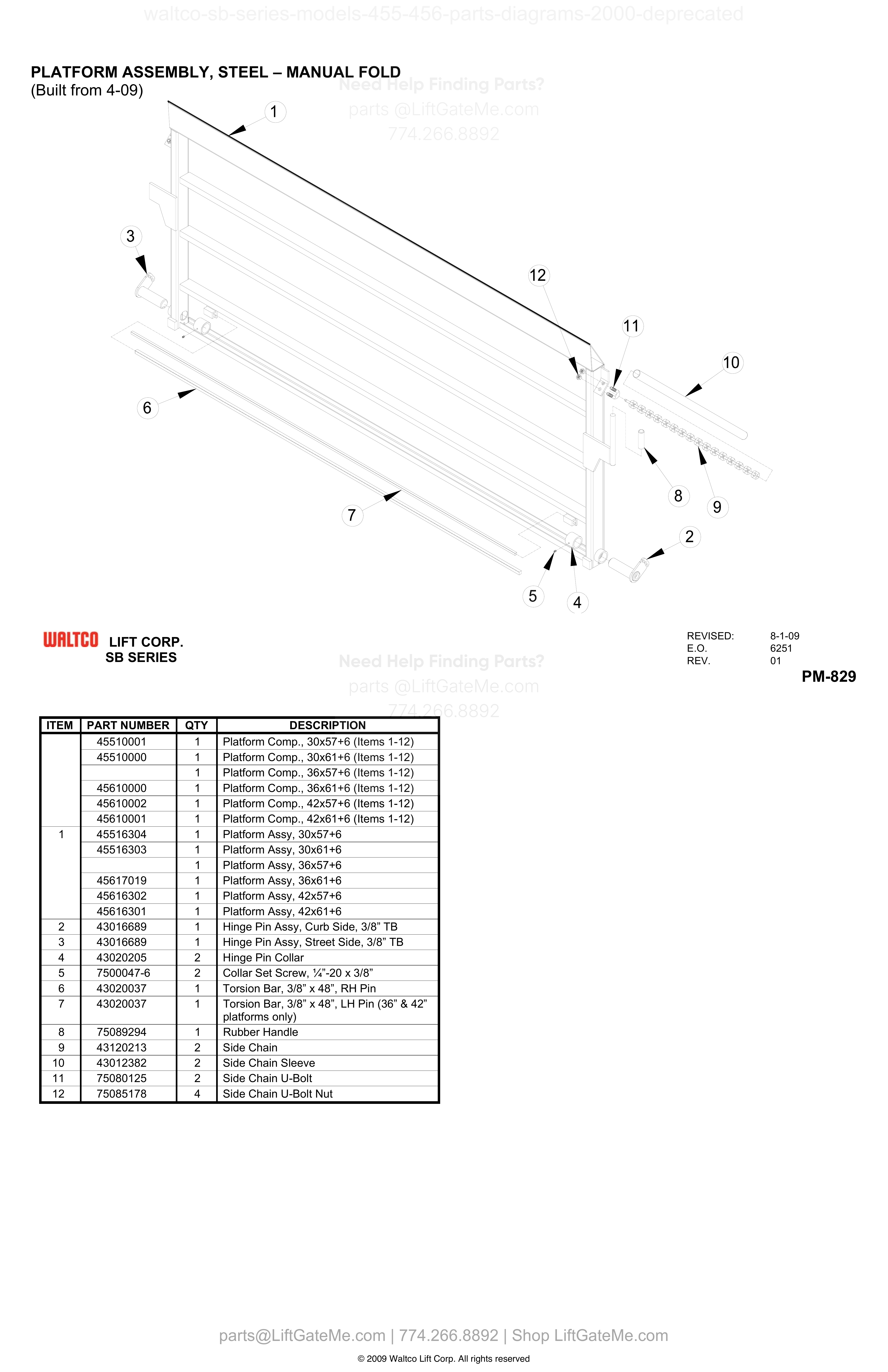 PLATFORM ASSEMBLY, STEEL – MANUAL FOLD diagram