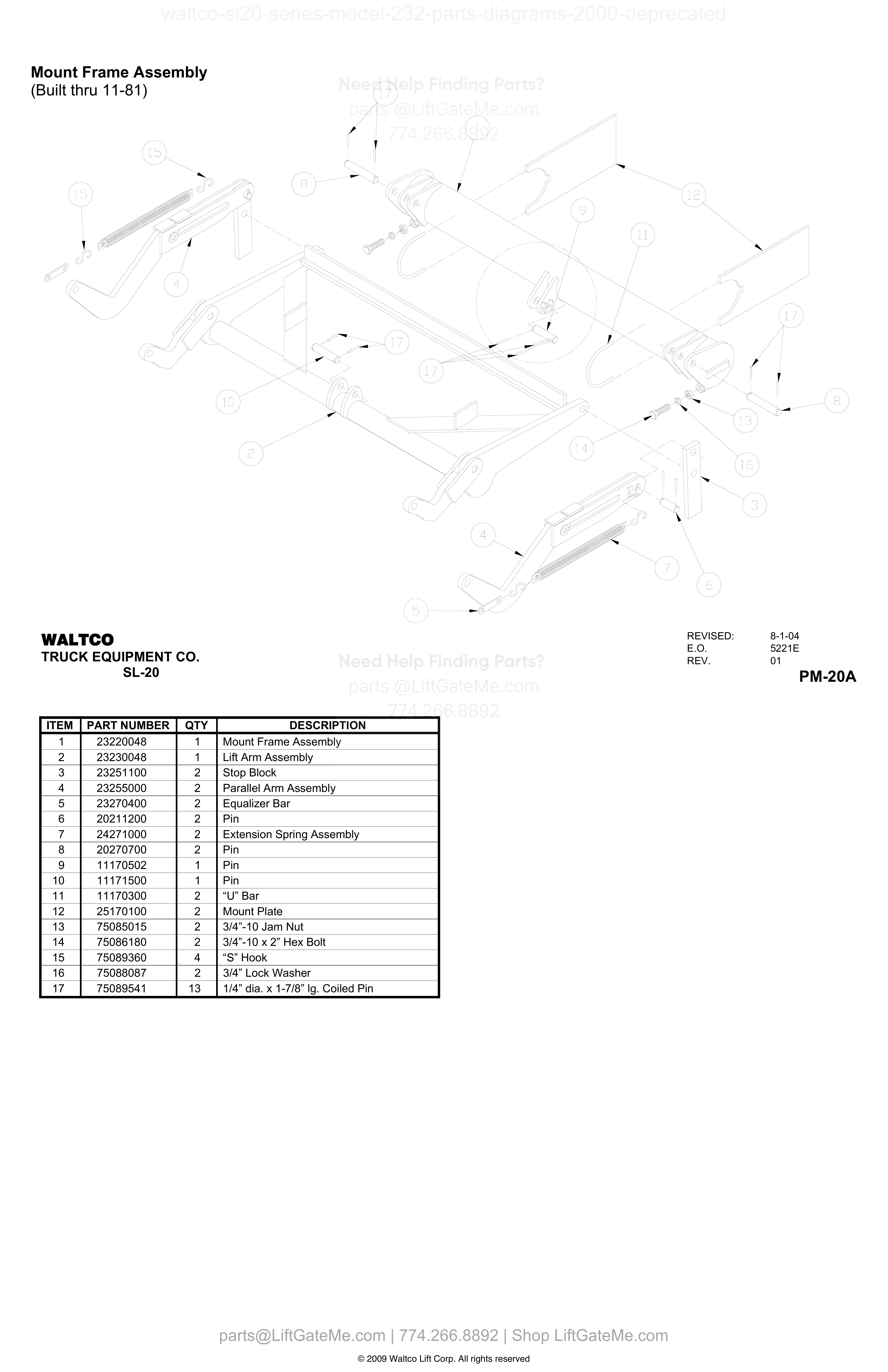 Mount Frame Assembly (Built thru 11-81) diagram