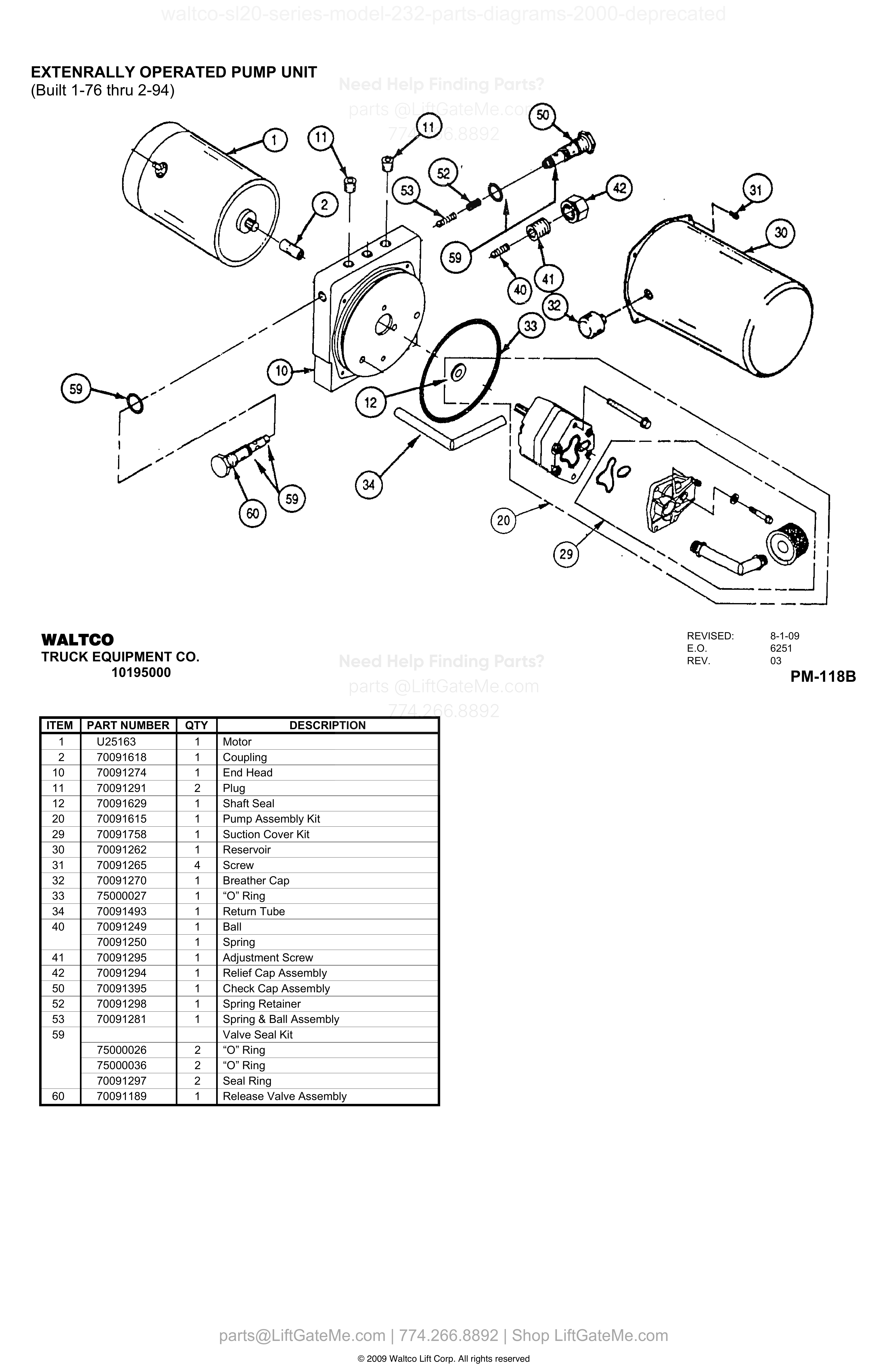 EXTERNALLY OPERATED PUMP UNIT diagram