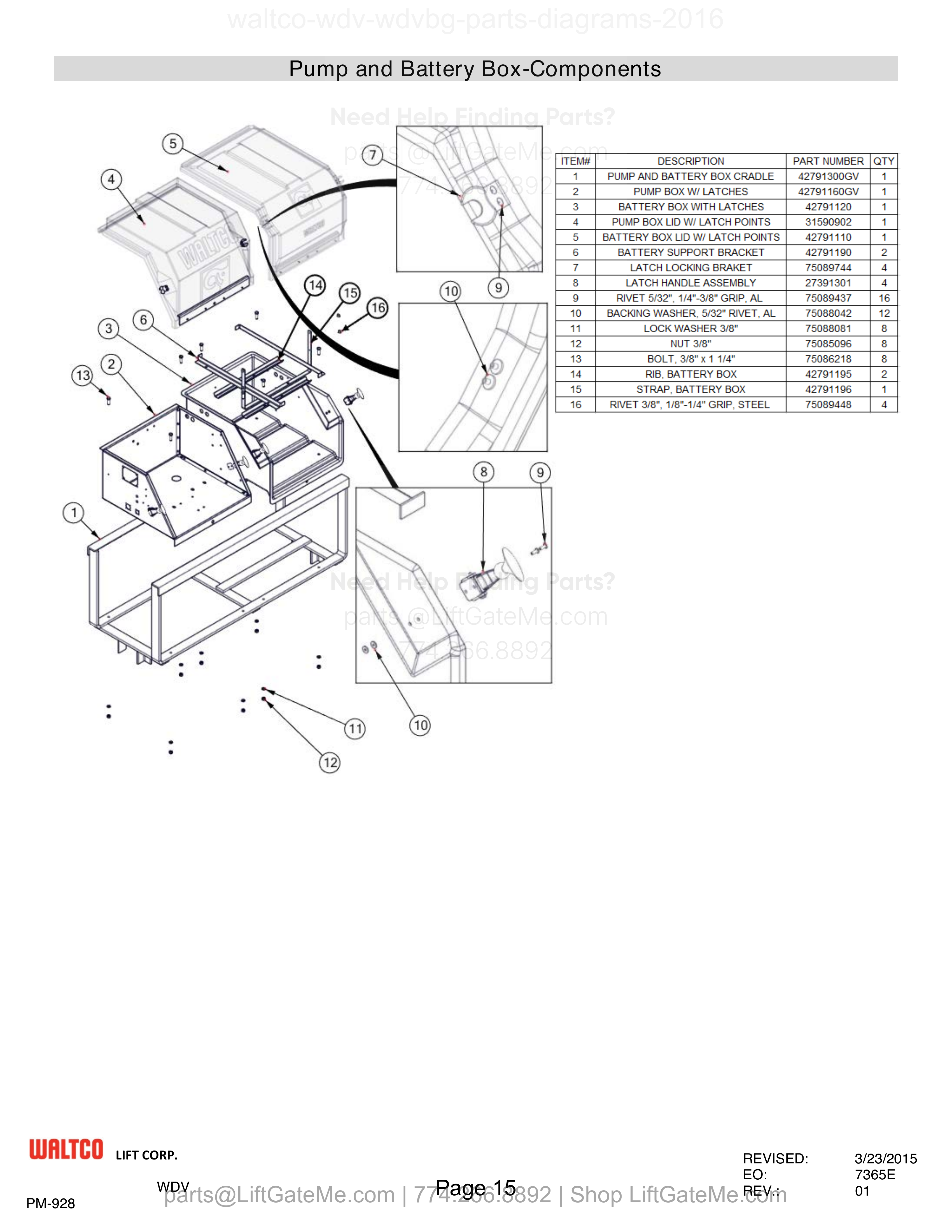 Pump and Battery Box-Components diagram