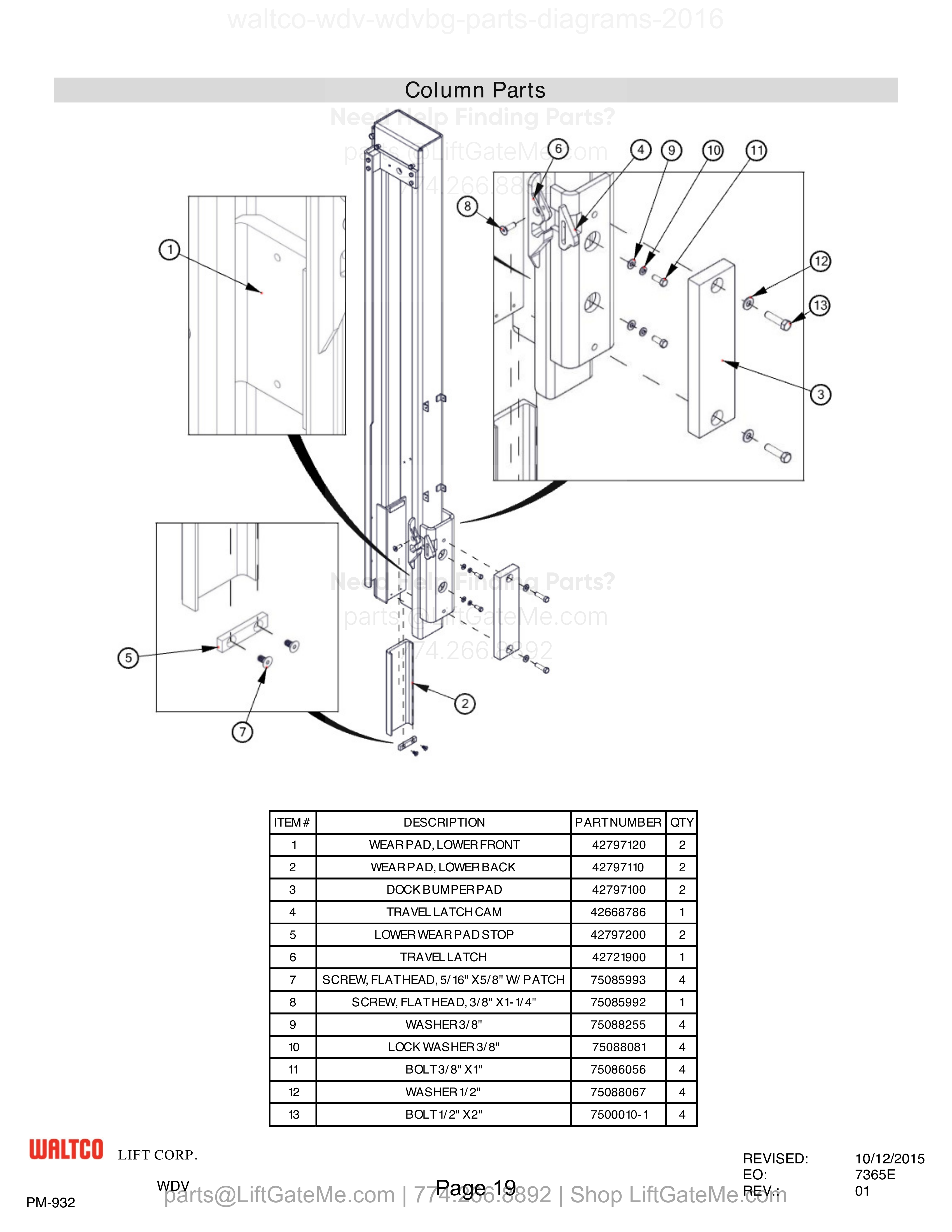 Column Parts diagram
