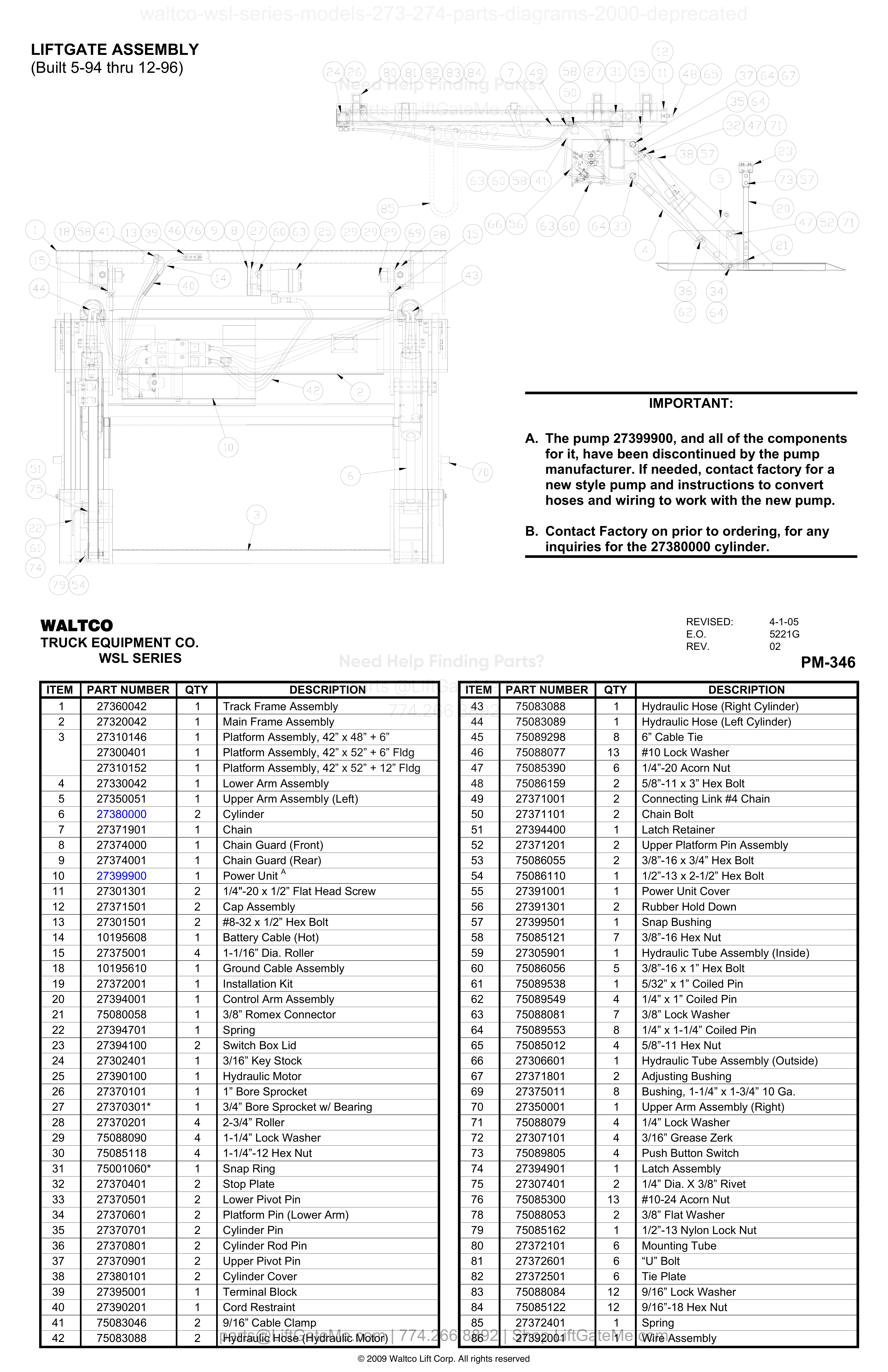 LIFTGATE ASSEMBLY (Built 5-94 thru 12-96) diagram