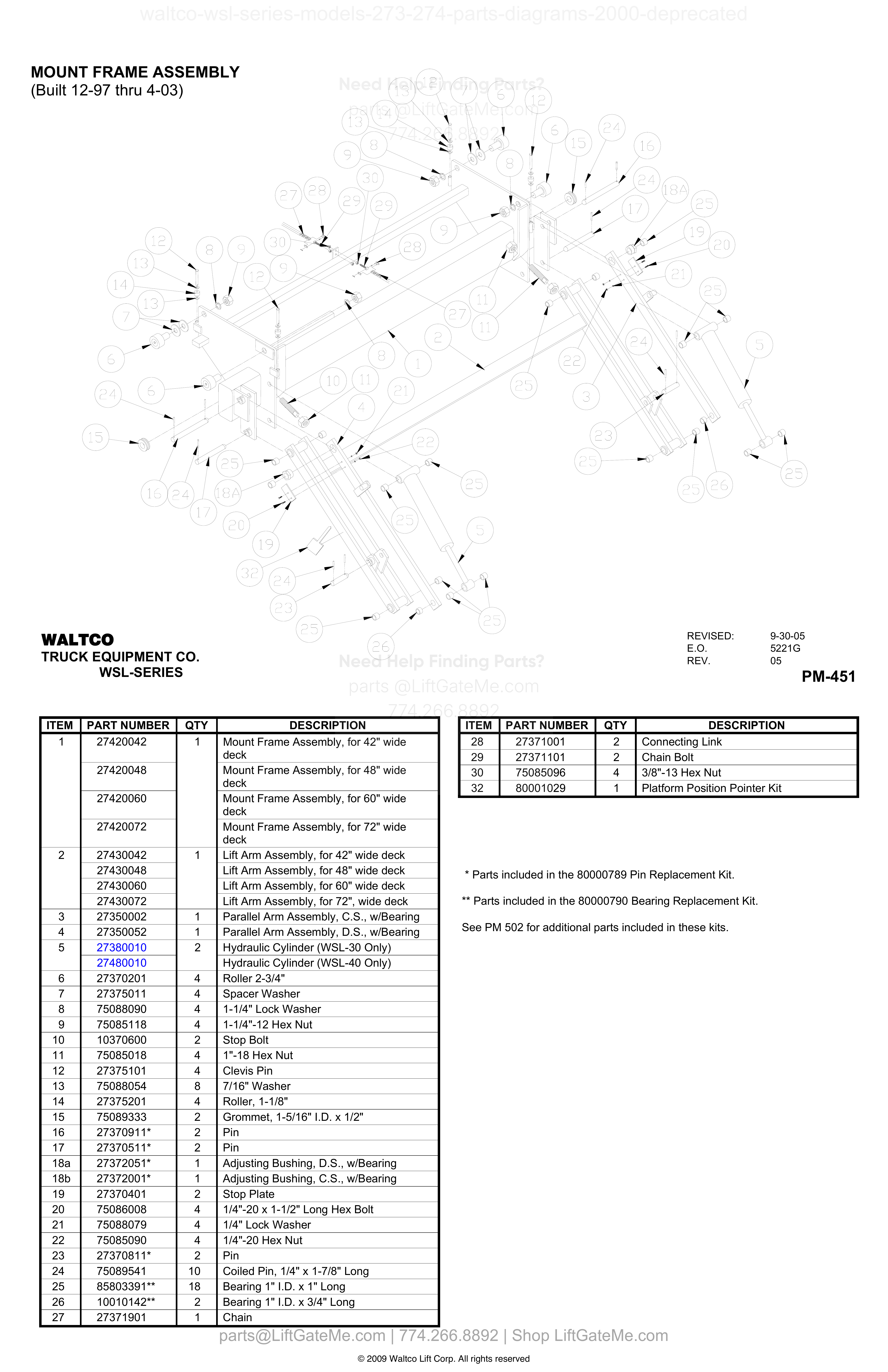 MOUNT FRAME ASSEMBLY (Built 12-97 thru 4-03) diagram