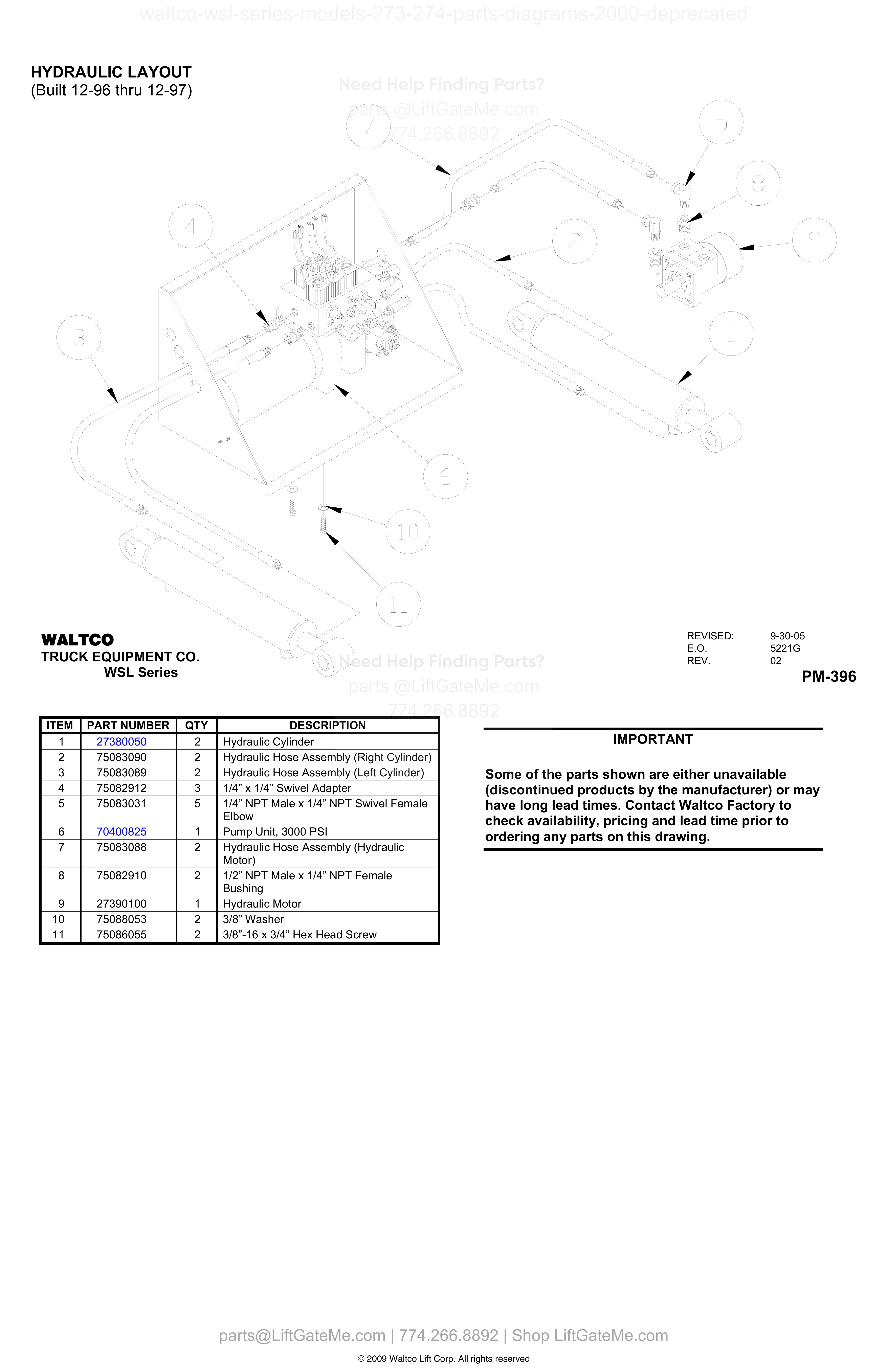 HYDRAULIC LAYOUT (Built 12-96 thru 12-97) diagram