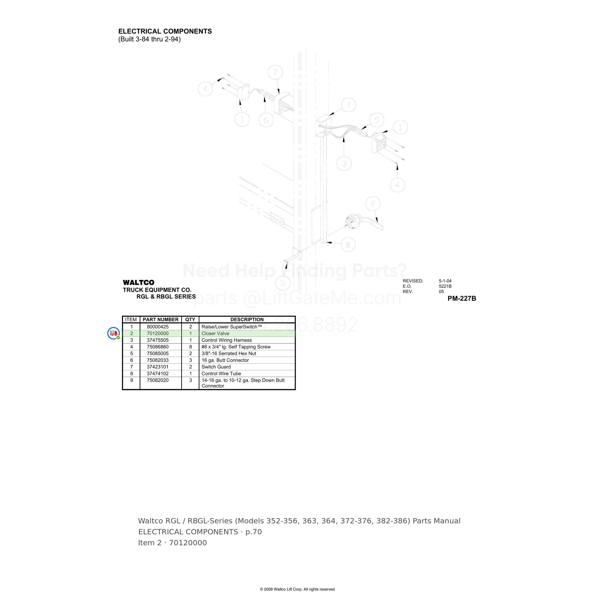 Waltco RGL / RBGL-Series (Models 352-356, 363, 364, 372-376, 382-386)