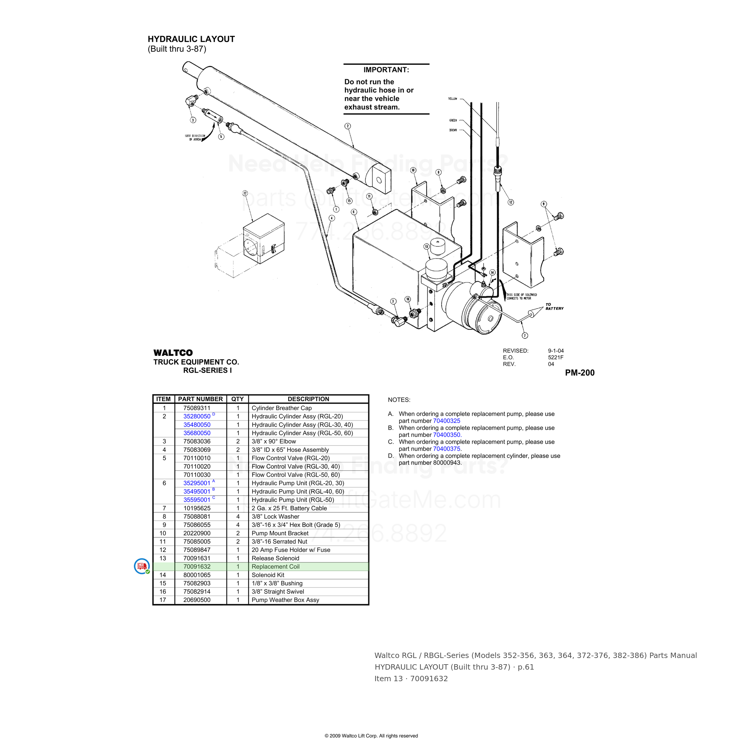 Waltco RGL / RBGL-Series (Models 352-356, 363, 364, 372-376, 382-386)