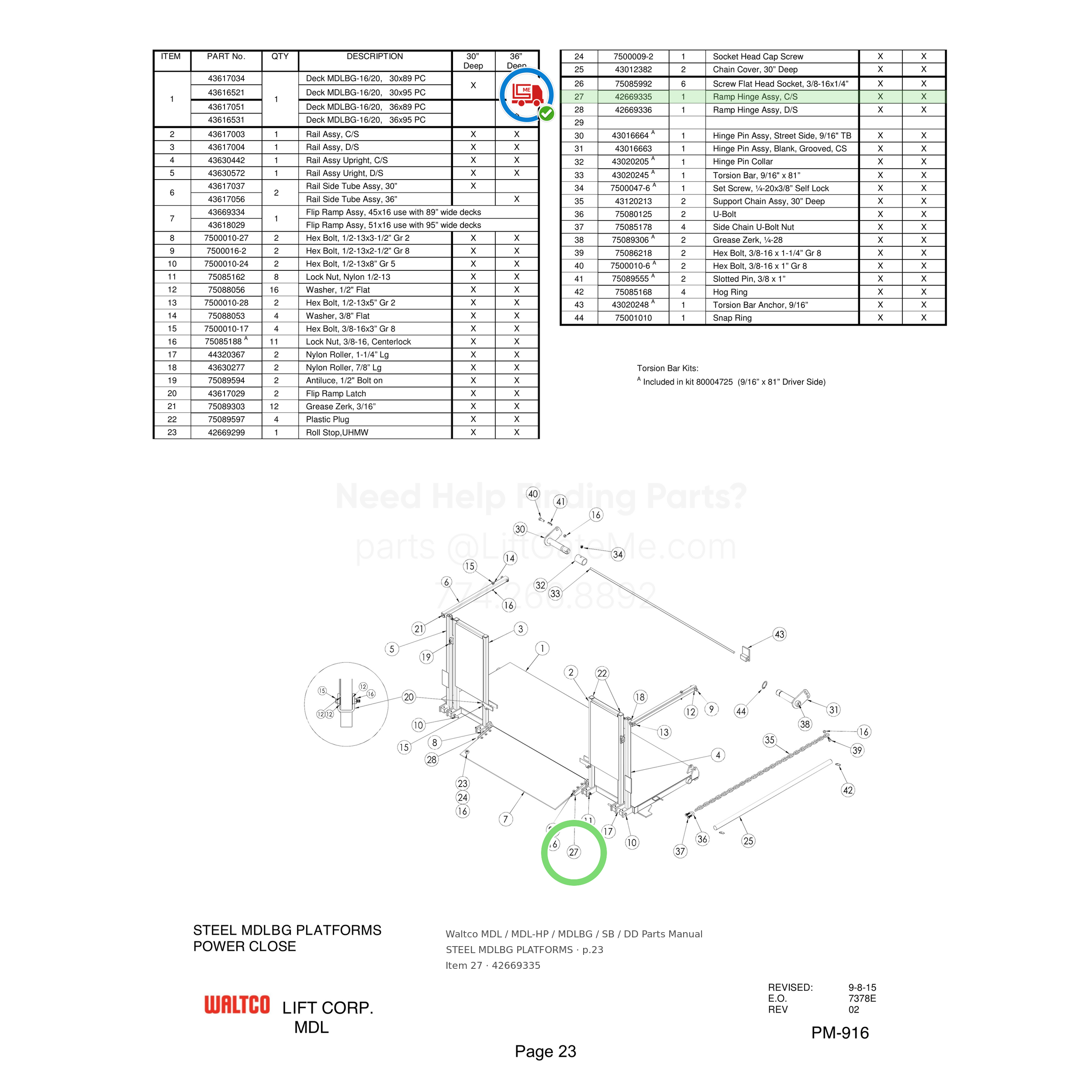 Waltco MDL / MDL-HP / MDLBG / SB / DD