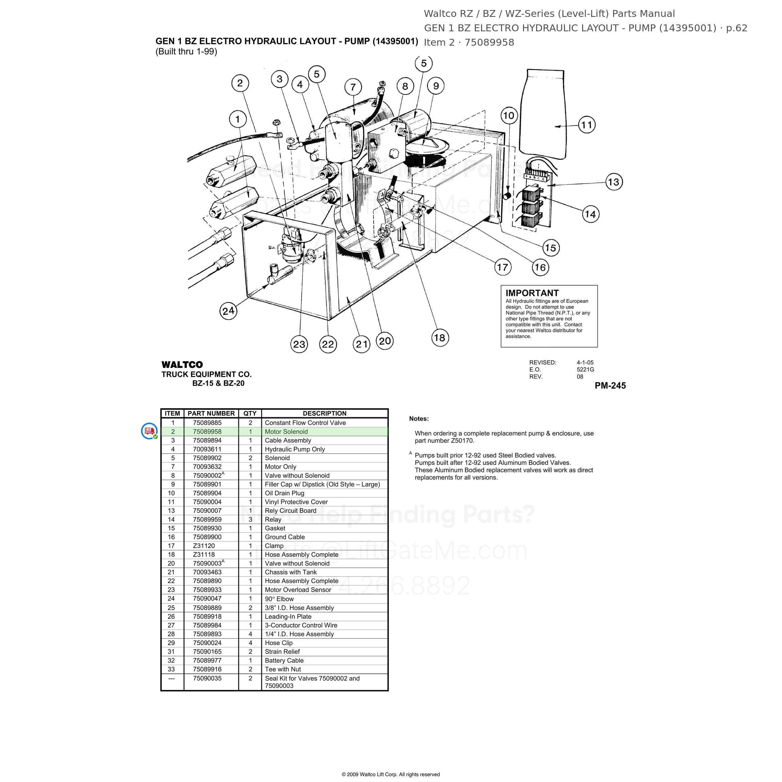Waltco RZ / BZ / WZ-Series (Level-Lift)